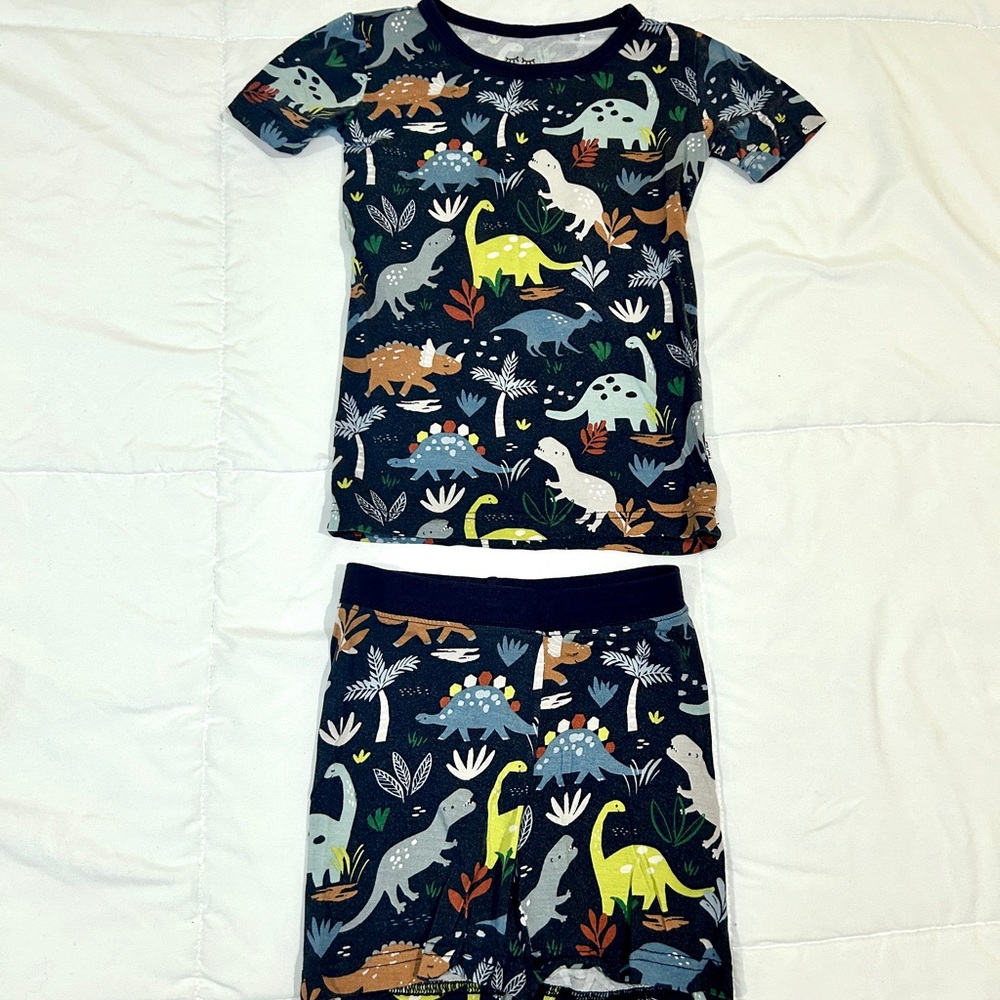Little Sleepies Navy Dinosaur Pajama Set - Multicolor Dino Print